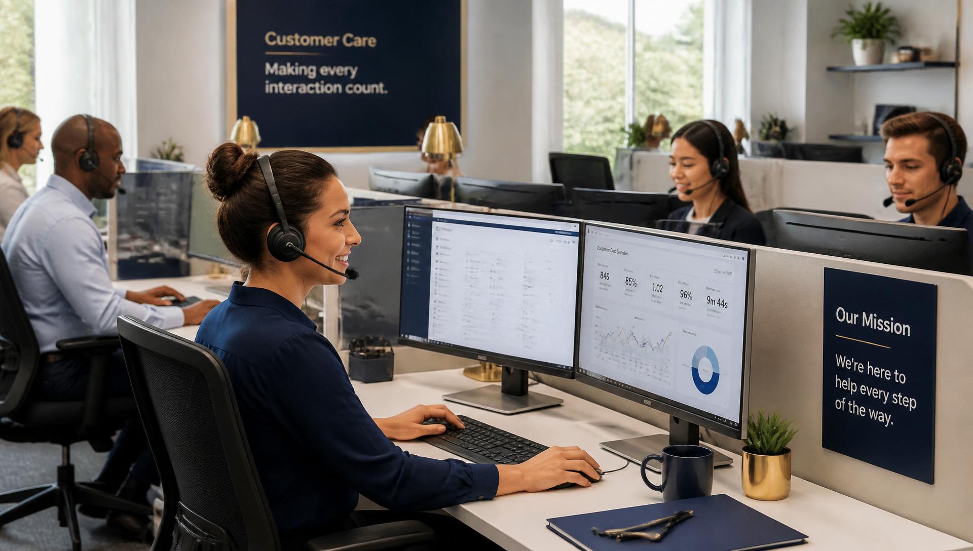 Modern customer care operations floor