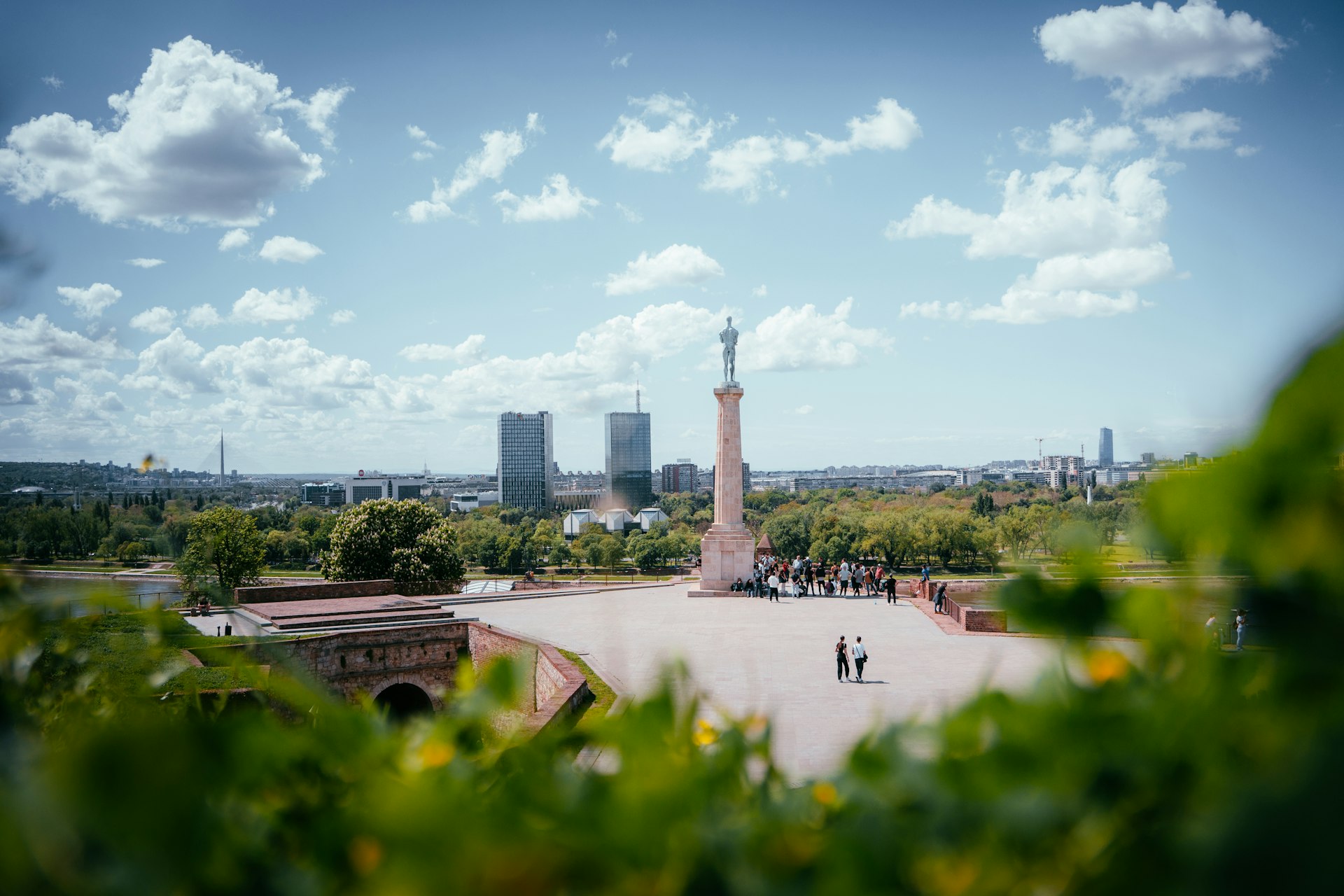 Belgrade cityscape with the Victor monument at Kalemegdan